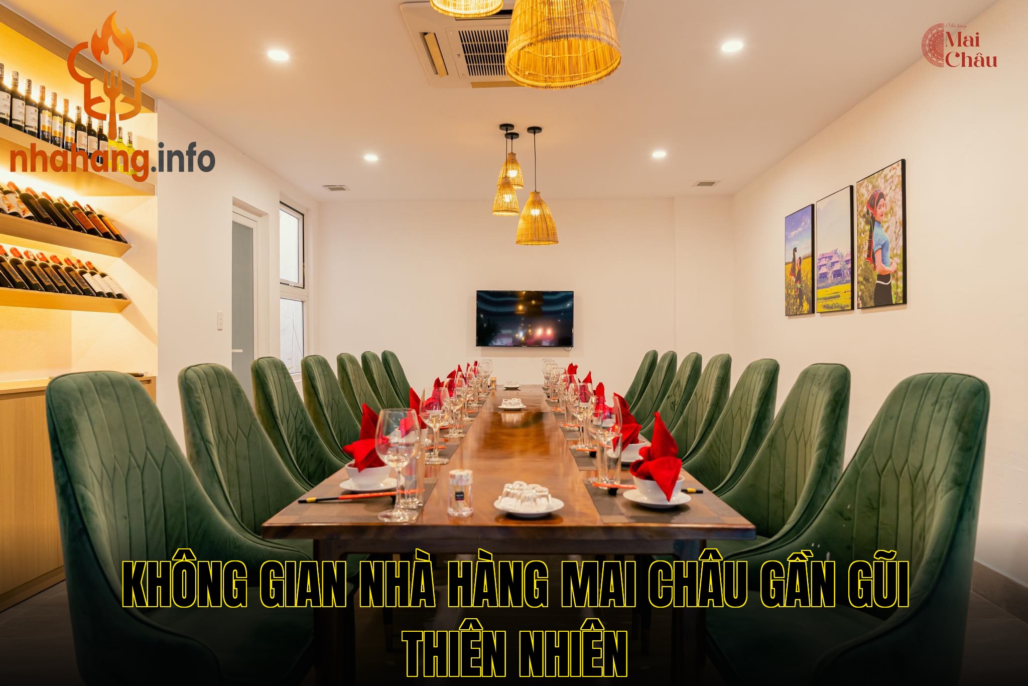 Không gian nhà hàng Mai Châu gần gũi thiên nhiên